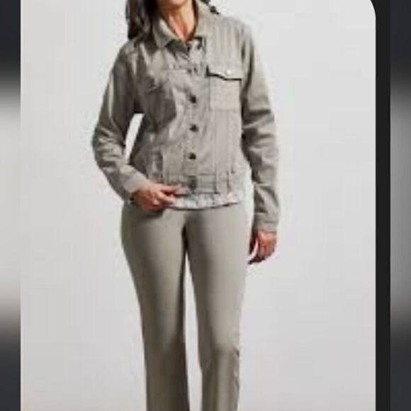 Tribal Denim Jean Jacket Stretch Sage Green Sz Small NWT - Picture 4 of 8
